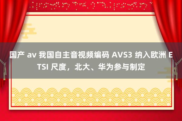 国产 av 我国自主音视频编码 AVS3 纳入欧洲 ETSI 尺度，北大、华为参与制定